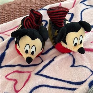 Disney Mickey Mouse Plush Slippers Red and Black